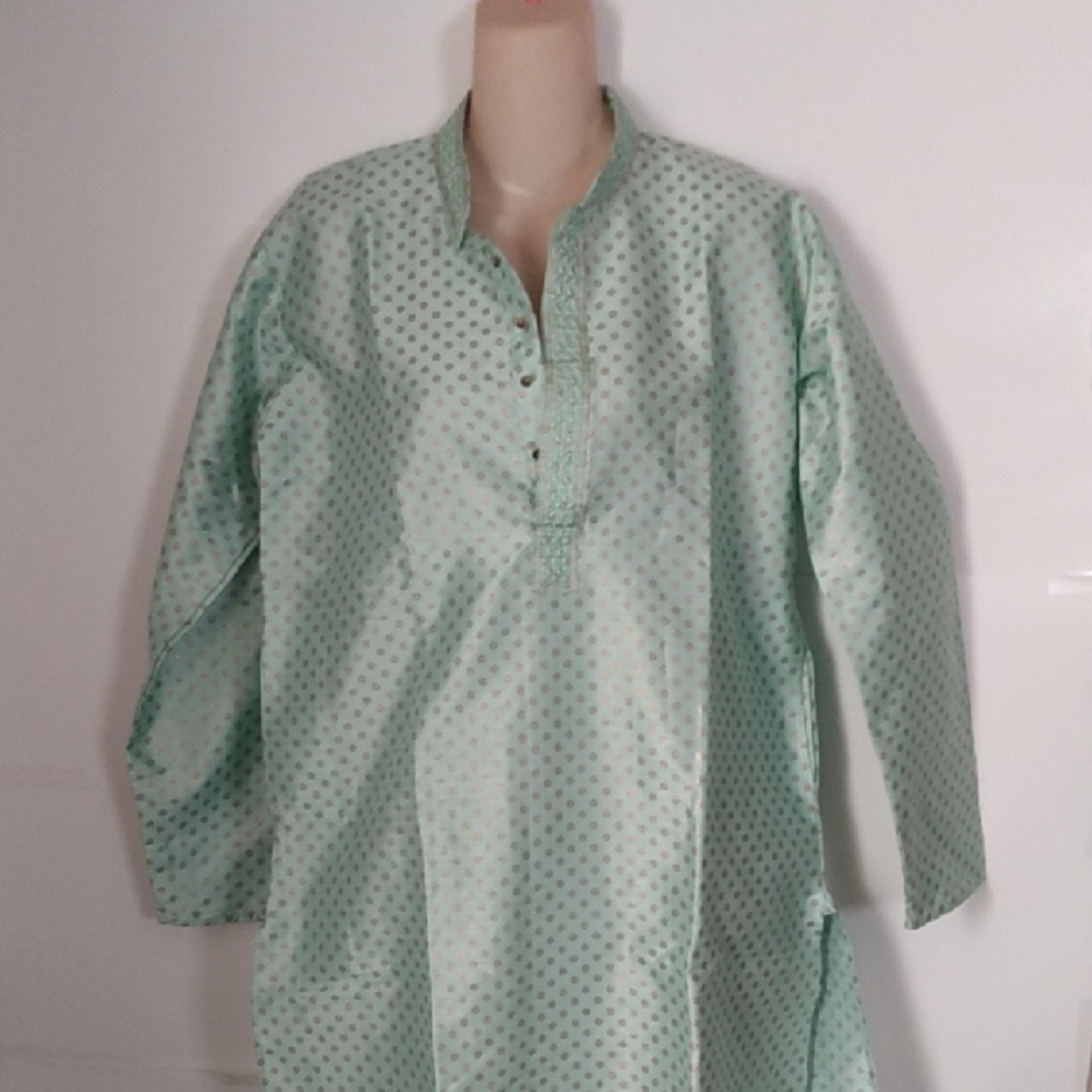 Mint Green Gold Long Tunic New With Tag Kurta